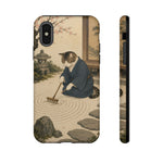 Zen Garden Cat Phone Case, Sand Spiral Japanese Art Cover