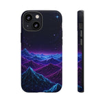 Retro Neon Mountains Phone Case | Vaporwave Galaxy Landscape