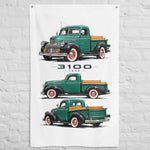 1946 3100 Green Pickup Banner 34x56 Garage Man Cave Wall Decor Gift