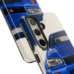 R34 Skyline GT-R Bayside Blue Tough Phone Case for 90s JDM Fans