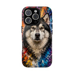Alaskan Malamute Portrait Tough Phone Case - Vivid Paint Splatter