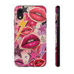 Pop Art Kiss Lip Pattern Phone Case | Bold Lightning Star Collage