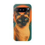 Siamese Cat Retro Halftone Portrait Case - Orange Teal Print