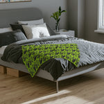 Lime Green Cuda Pattern Blanket | Retro Car Print Velveteen Microfiber