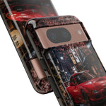 Red FD RX-7 Blossom Alley Tough Phone Case - Rain-Slicked Night