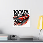 1972 Chevy Nova Poster Classic Muscle Car SS 72 Red Black Retro Wall Art