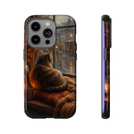 Rainy Window Cat Phone Case, Cozy Painterly Art Cover, Gift