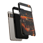 Orange Cuda Phone Case, Rainy City Night Muscle Car Tough Cover
