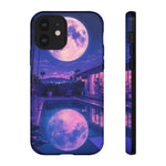Neon Moonlit Pool Tough Case | Moon Reflection Phone Case, Vaporwave Night Sky