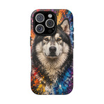 Alaskan Malamute Portrait Tough Phone Case - Vivid Paint Splatter