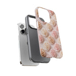 Silk Rose Phone Case, Blush Pink Floral Pattern Tough Cover, Gift