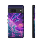 Neon Dolphin Ocean Vaporwave Art Tough Phone Case