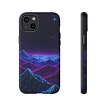 Retro Neon Mountains Phone Case | Vaporwave Galaxy Landscape