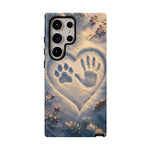Pet Paw Print Phone Case Snow Heart Tough Cover Gift Art
