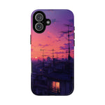 Anime City Rooftop Sunset Tough Phone Case Cover Gift Art