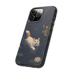 Turkish Van Swimming Cat Tough Case | Whimsical Night Pond, Lily Pads, Ducks