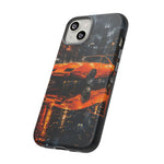 Orange Daytona Phone Case, Rainy City Night Muscle Car Tough Cover