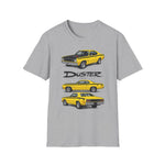 Yellow 1973 Duster Classic Car T-Shirt | Vintage Muscle Car Illustration
