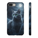 Russian Blue Cat Silver Moonlight Art Tough Phone Case