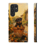 Rottweiler Puppy in Flower Pot Tough Case | Floral Dog Phone Cover