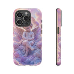 Cherub Cloud Throne Phone Case, Pastel Marble 3D Render Cover