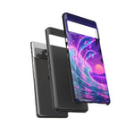 Neon Dolphin Ocean Vaporwave Art Tough Phone Case