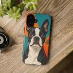 Boston Terrier Pop-Art Portrait Tough Phone Case - Teal Orange