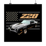 1979 Chevy Camaro Z28 Poster Classic Muscle Car Wall Art Print Black Gold Retro