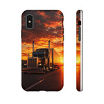 Classic Semi Truck Sunset Highway Phone Case Tough Case