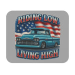 Riding Low Living High Mouse Pad Classic Chevy Truck American Flag Desk Mat