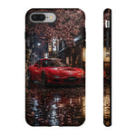 Red FD RX-7 Blossom Alley Tough Phone Case - Rain-Slicked Night