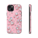 Pink Rhinestone Diamond Pattern Phone Case | Sparkle Gem Print