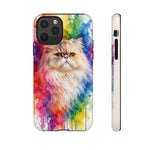 Persian Cat Watercolor Portrait Tough Phone Case - Rainbow