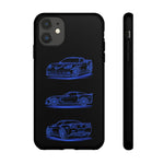 C6 ZR1 Line Art Phone Case, Blue Three-View Cover