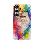 Persian Cat Watercolor Portrait Tough Phone Case - Rainbow