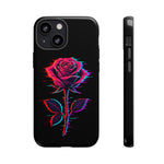 Glitch Rose Neon Phone Case Vaporwave Tough Cover