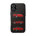 C4 Corvette Art Phone Case Red, Three-View Vector Cover, Gift