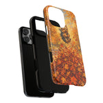 Yorkshire Terrier Jumping in Autumn Leaves Tough Case | Fall Dog Phone Cover