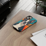 Boston Terrier Pop-Art Portrait Tough Phone Case - Teal Orange