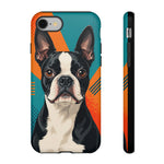 Boston Terrier Pop-Art Portrait Tough Phone Case - Teal Orange