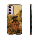 Rottweiler Puppy in Flower Pot Tough Case | Floral Dog Phone Cover