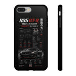 R35 GTR Infographic Phone Case, Black Spec Sheet Tough Cover
