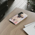 Pug Puppy Phone Case, Pastel Watercolor Heart Collar Cover