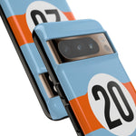 Copy of Blue Orange Number 20 Retro Racing Stripe Tough Phone Case Cover