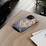 Pet Paw Print Phone Case Snow Heart Tough Cover Gift Art