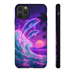 Neon Dolphin Ocean Vaporwave Art Tough Phone Case