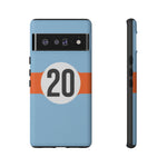 Copy of Blue Orange Number 20 Retro Racing Stripe Tough Phone Case Cover