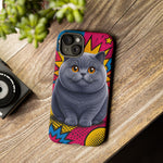 British Shorthair Round Pop Art Tough Phone Case