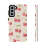 Pink Cherry Pattern Phone Case | Cute Retro Fruit Design