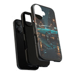 Vintage Teal 1957 Bel Air Classic Car Tough Case | Retro Rainy City Phone Cover